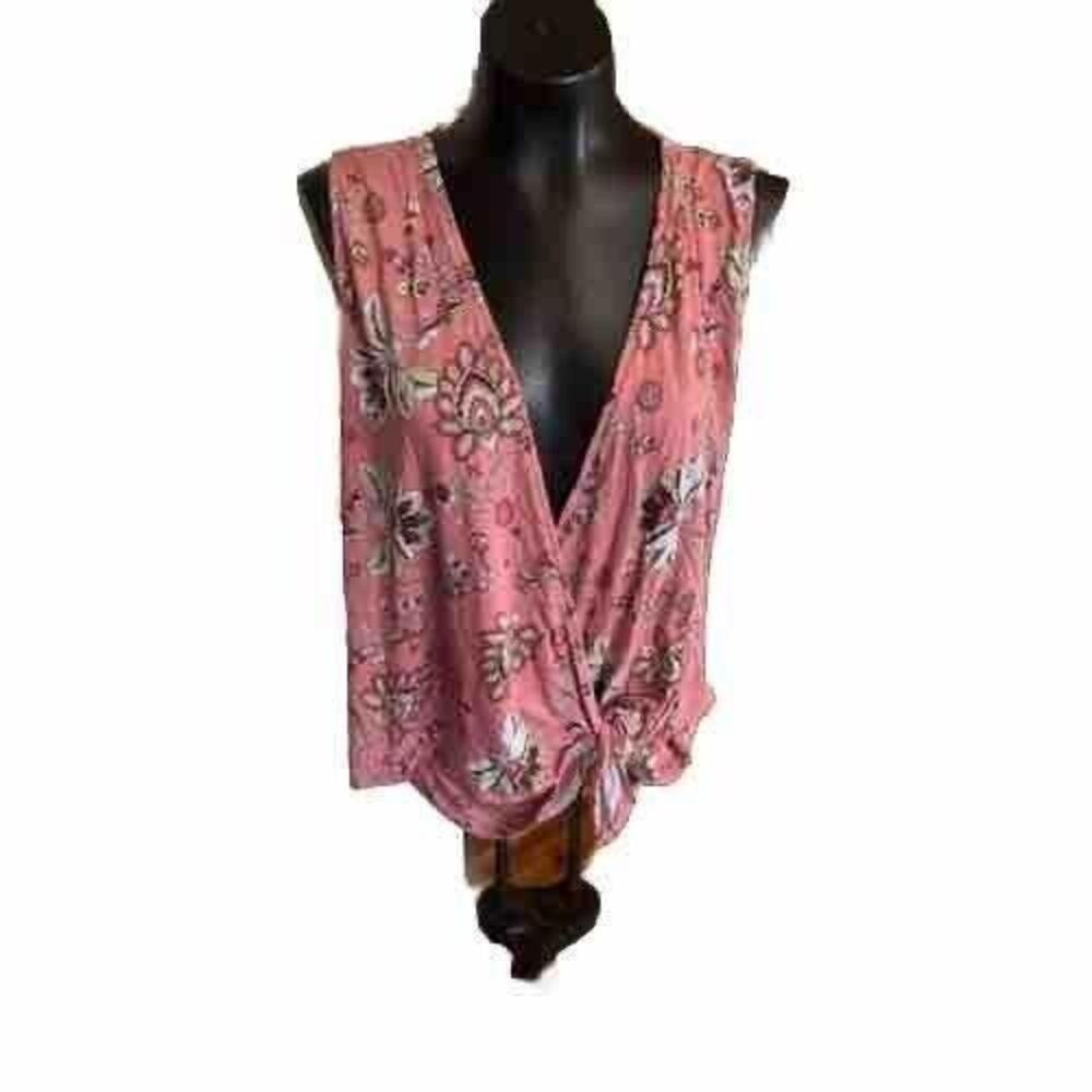 Large - Women's‎ - LOFT - Floral Wrap Top - Stylish Pink Design